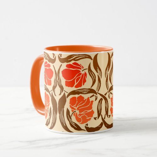 William Morris Pimpernel Rust Orange and Brown  Mug