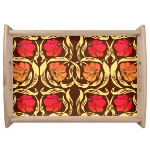 William Morris Pimpernel, Rust Orange and Brown Serving Tray