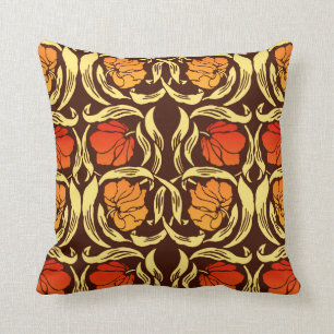 William Morris Pimpernel, Rust Orange and Brown Throw Pillow