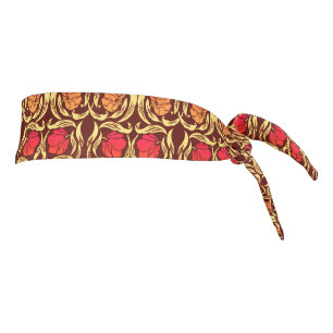 William Morris Pimpernel, Rust Orange and Brown Tie Headband