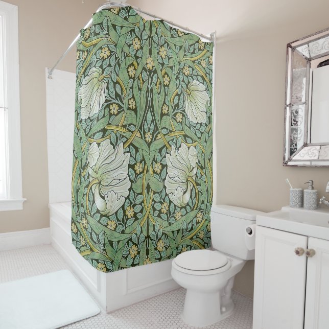 William Morris - Pimpernel Shower Curtain (In Situ)