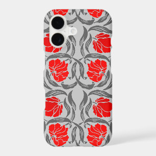 William Morris Pimpernel, Silver Gray and Red iPhone 17 Case