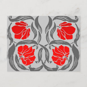 William Morris Pimpernel, Silver Gray and Red Postcard