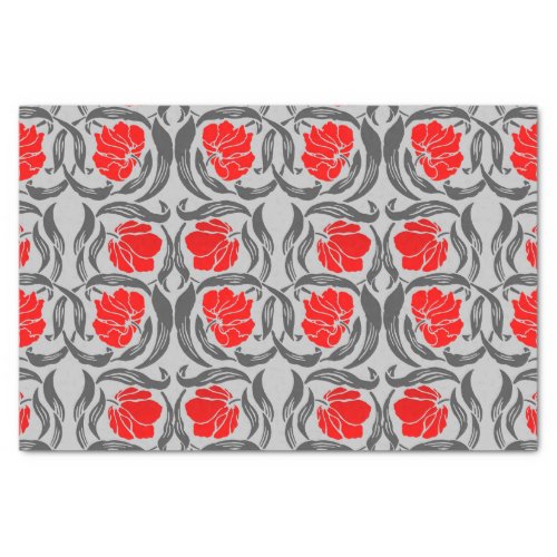 William Morris Pimpernel Silver Gray and Red Tissue Paper