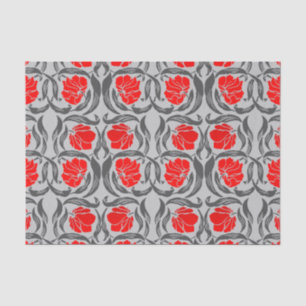 William Morris Pimpernel, Silver Gray and Red Tissue Paper