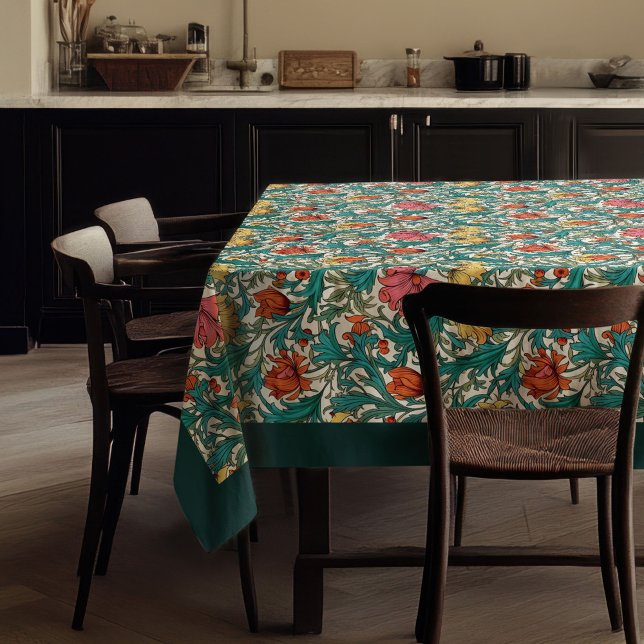 William Morris Pimpernel terracotta pastel blue Tablecloth (William Morris Pimpernel terracotta pastel blue Tablecloth)