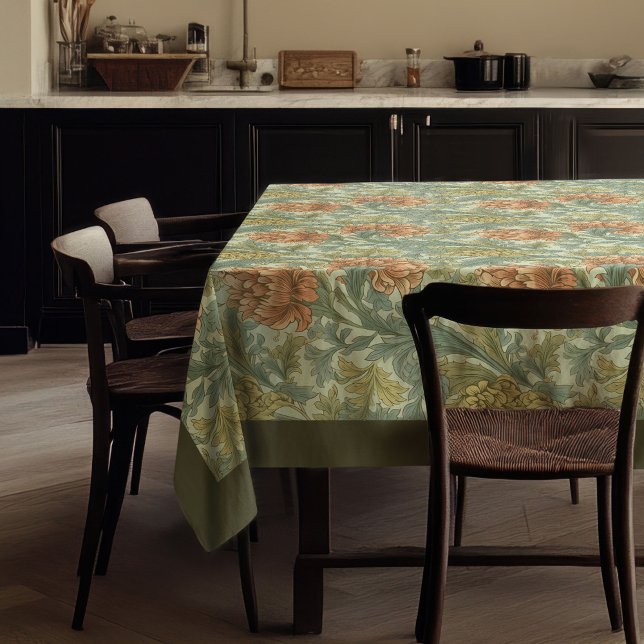 William Morris Pimpernel terracotta pastel green Tablecloth (William Morris Pimpernel terracotta pastel green Tablecloth)
