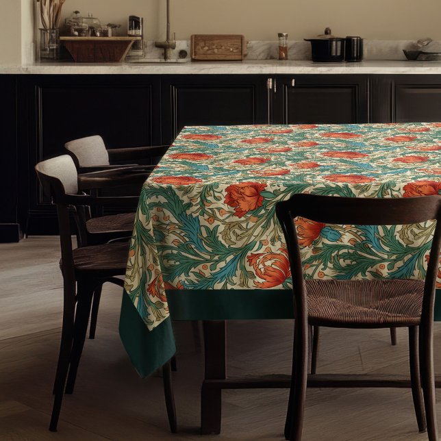 William Morris Pimpernel terracotta pastel green Tablecloth (William Morris Pimpernel terracotta pastel green Tablecloth)