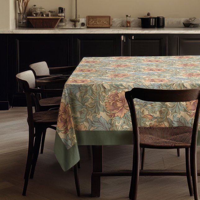 William Morris Pimpernel terracotta pastel green Tablecloth (William Morris Pimpernel terracotta pastel green Tablecloth)