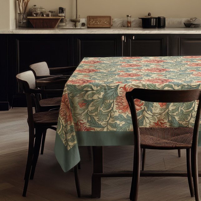 William Morris Pimpernel terracotta pastel green Tablecloth (William Morris Pimpernel terracotta pastel green Tablecloth)