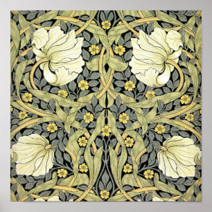 William Morris Pimpernel Tulips Botanical Art Poster