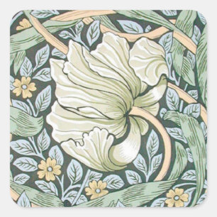 William Morris Pimpernel Tulips Botanical Art Square Sticker