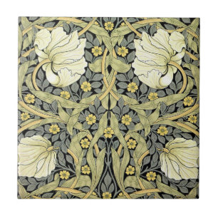 William Morris Pimpernel Tulips Botanical Art Tile