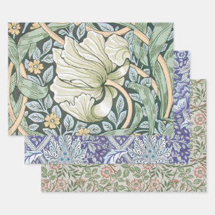 William Morris Pimpernel Tulips Botanical Art Wrapping Paper Sheets