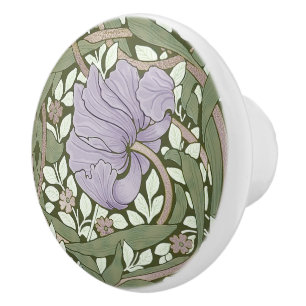 William Morris Pimpernel Vintage Pattern Ceramic K Knob
