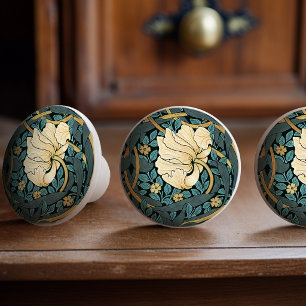 William Morris Pimpernel Vintage Pattern Ceramic K Knob