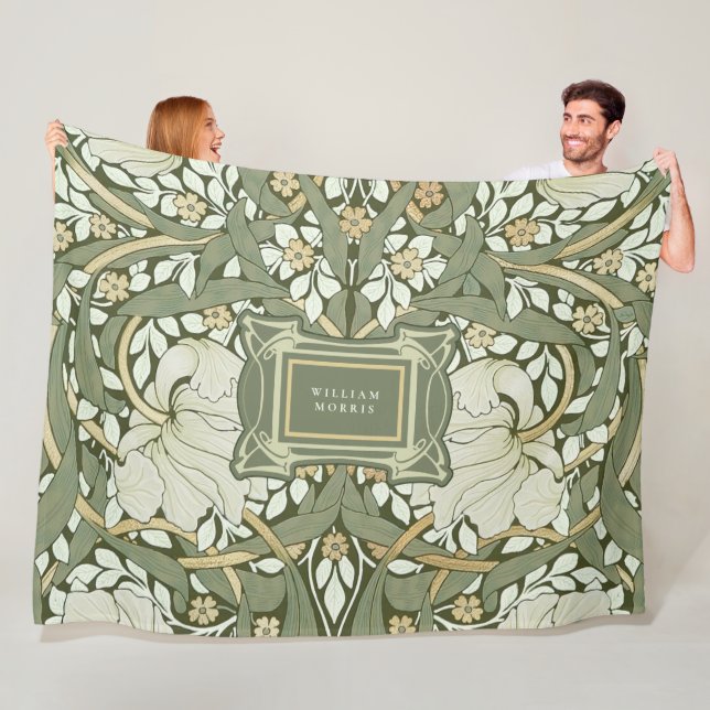 William Morris Pimpernel Vintage Pattern Fleece Blanket (In Situ)
