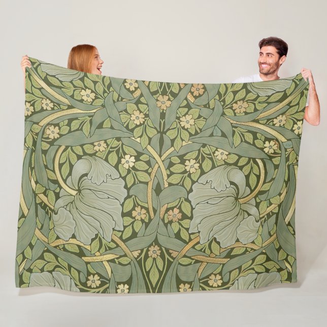 William Morris Pimpernel Vintage Pattern Fleece Blanket (In Situ)