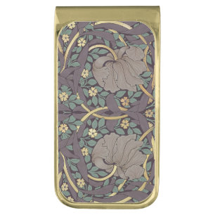 William Morris Pimpernel Vintage Pattern Gold Fini Gold Finish Money Clip