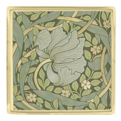 William Morris Pimpernel Vintage Pattern Gold Finish Lapel Pin