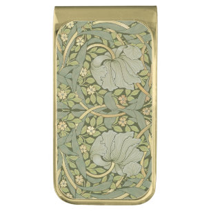 William Morris Pimpernel Vintage Pattern Gold Finish Money Clip