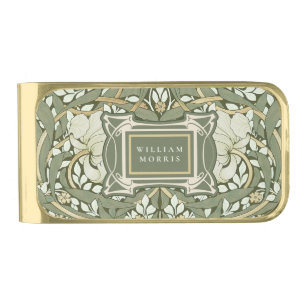 William Morris Pimpernel Vintage Pattern Gold Finish Money Clip