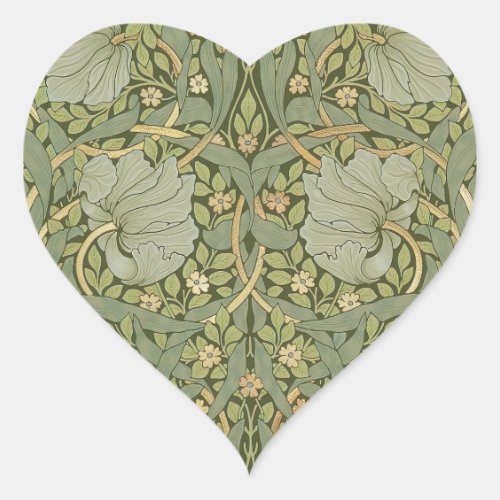 William Morris Pimpernel Vintage Pattern Heart Sticker