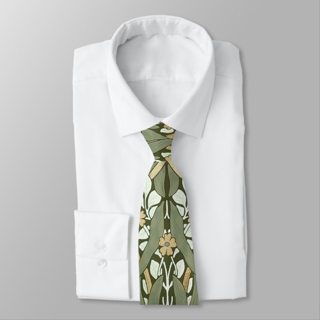 William Morris Pimpernel Vintage Pattern Neck Tie (Tied)