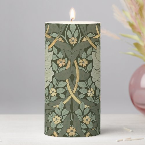 William Morris Pimpernel Vintage Pattern Pillar Ca Pillar Candle