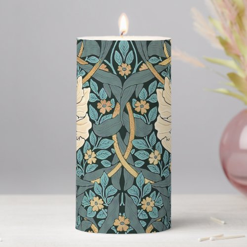 William Morris Pimpernel Vintage Pattern Pillar Ca Pillar Candle