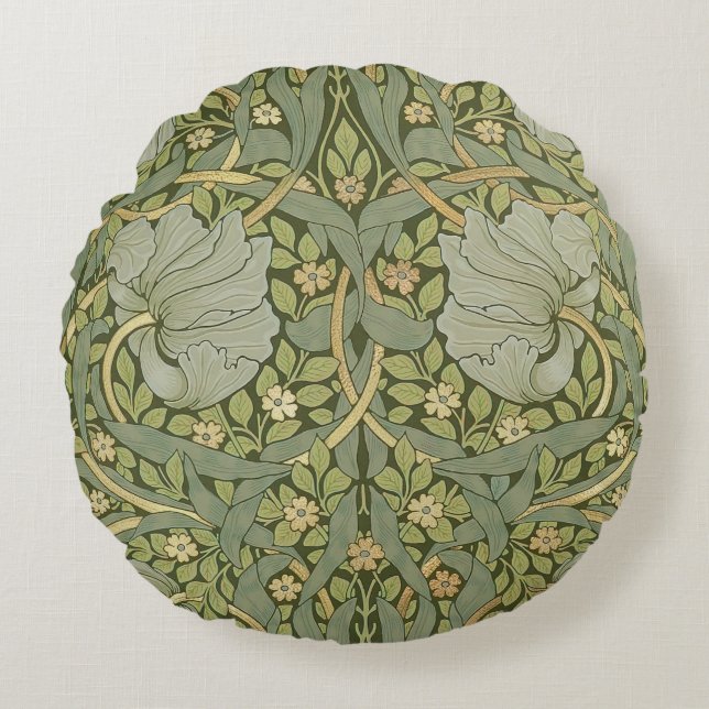 William Morris Pimpernel Vintage Pattern Round Pillow (Front)