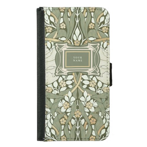 William Morris Pimpernel Vintage Pattern Samsung Galaxy S5 Wallet Case