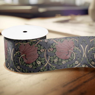 William Morris Pimpernel Vintage Pattern Satin Rib Ribbon
