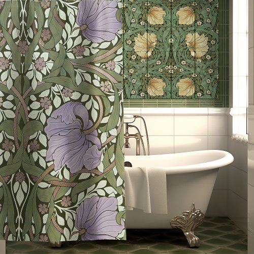 William Morris Pimpernel Vintage Pattern Shower Cu Shower Curtain