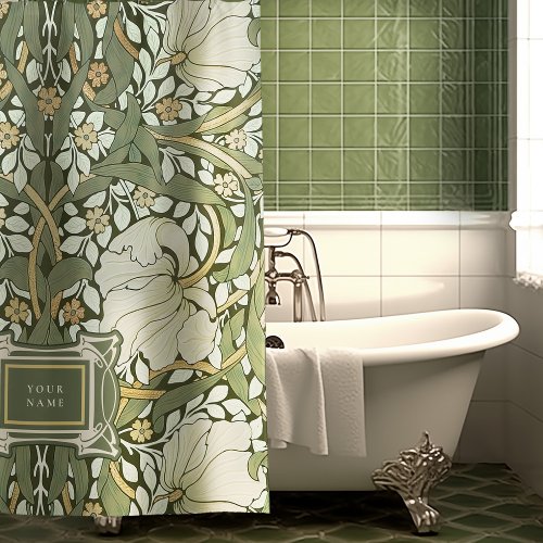 William Morris Pimpernel Vintage Pattern Shower Cu Shower Curtain