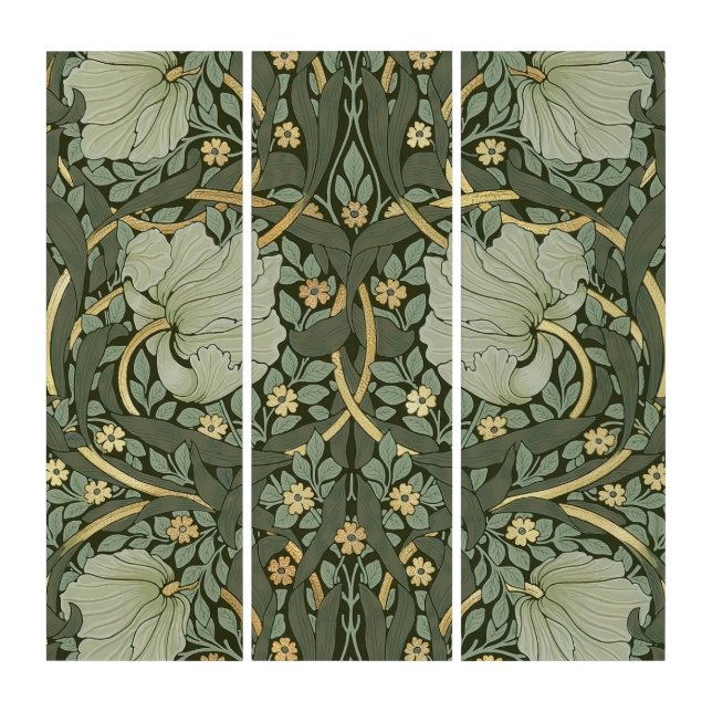 William Morris Pimpernel Vintage Pattern Triptych (Front)