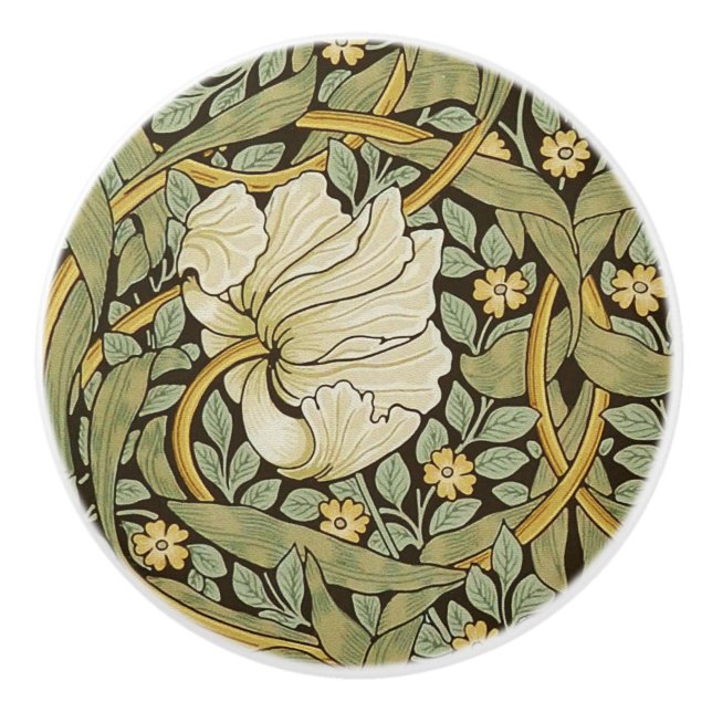 William Morris Pimpernel Vintage Pre-Raphaelite Ceramic Knob (Front)