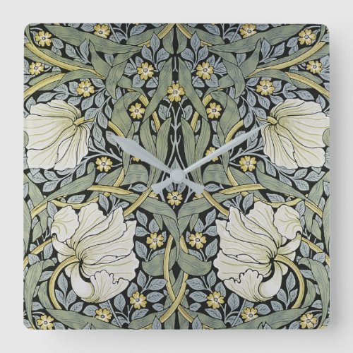 William Morris _ Pimpernel Wallpaper Design Square Wall Clock