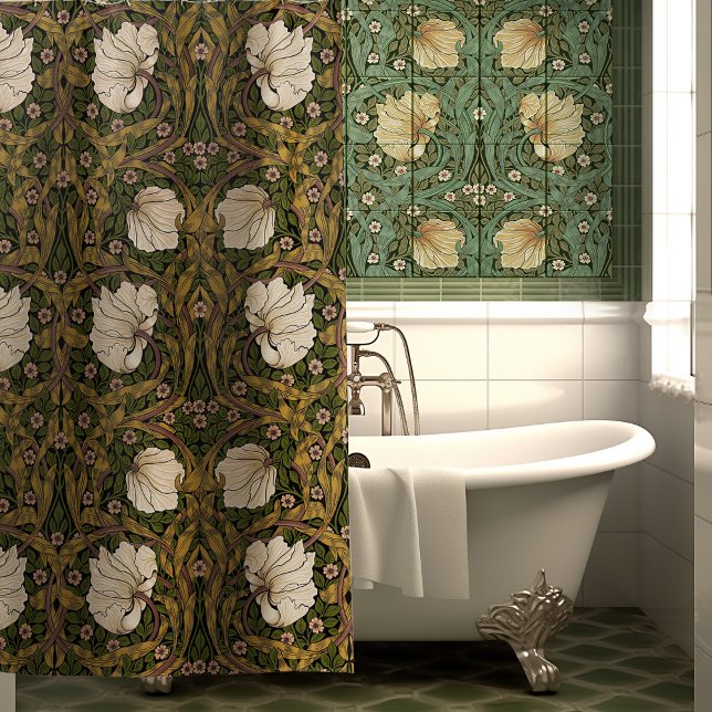 William Morris Pimpernel Warm Yellow Art Nouveau Shower Curtain (Creator Uploaded)
