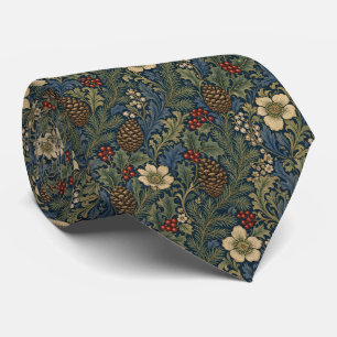 William Morris Pine Cone Holly Berries Neck Tie