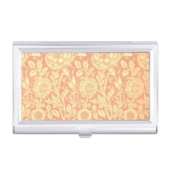 William Morris Pink And Rose Design Business Card Holder by wmorrispatterns at Zazzle