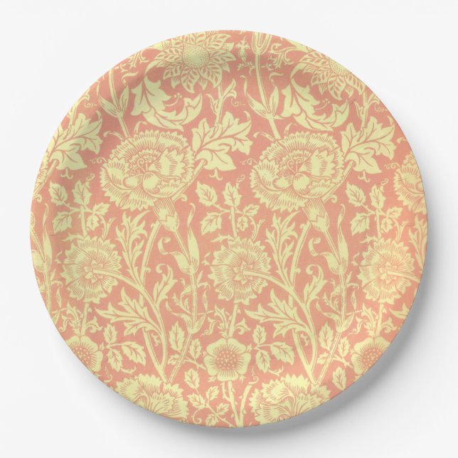 William Morris Pink and Rose Design Paper Plates (Front)