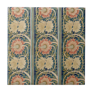 William Morris Pink Floral Silk Embroidery Antique Ceramic Tile