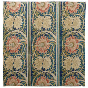 William Morris Pink Floral Silk Embroidery Antique Cloth Napkin