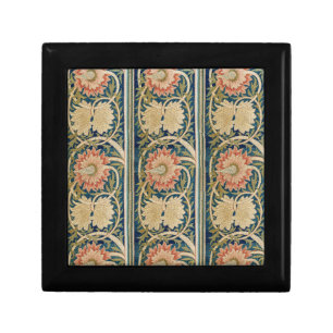 William Morris Pink Floral Silk Embroidery Antique Gift Box