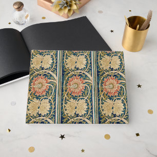 William Morris Pink Floral Silk Embroidery Antique Guest Book