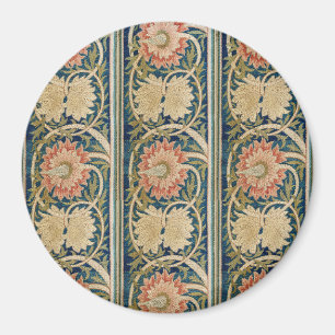 William Morris Pink Floral Silk Embroidery Antique Magnet