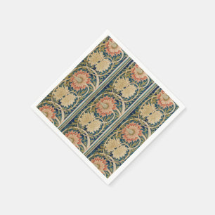 William Morris Pink Floral Silk Embroidery Antique Napkins