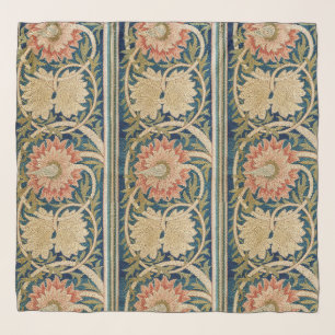 William Morris Pink Floral Silk Embroidery Antique Scarf