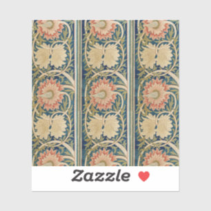 William Morris Pink Floral Silk Embroidery Antique Sticker